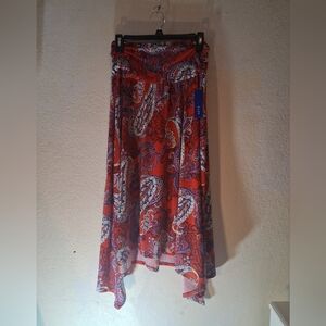 Apt. 9 Red Paisley Asymmetrical Skirt
